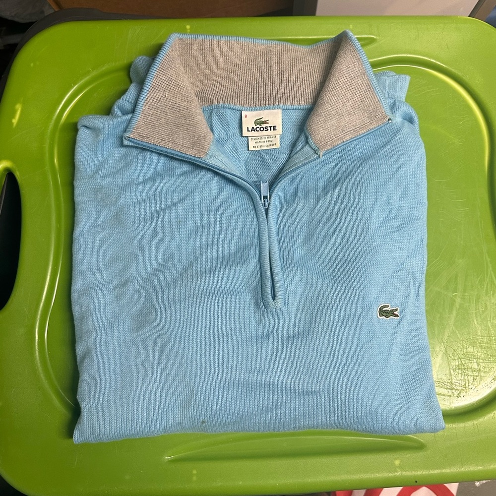 Lacoste Light Blue Half Zip Sweater